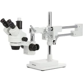 AmScope SM-4TPZ Professional Trinocular Stereo Zoom Microscope with Simultaneous Focus Control, WH10x Eyepieces, 3.5X-90X Magnification, 0.7X-4.5X Zoom Objective, Ambient Lighting, Double-Arm Boom Stand, Includes 0.5X and 2.0X Barlow Lens in Kuwait