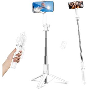 Sensyne 53" Selfie Stick for Phone, Extendable Travel Tripod with Detachable Remote for Photography, Selfies, Compatible with All Cell Phones, White in Saudi Arabia