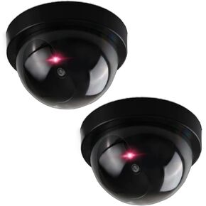 Fake Security Cameras 2 Pack, Dummy CCTV Dome with Flashing Red LED | Battery-operated dummy surveillance cameras for indoor and covered outdoor use; no recording, WiFi or app in Kuwait