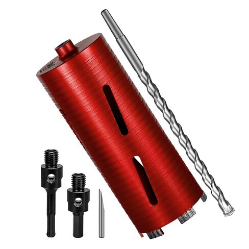 SALI Diamond Core Drill Bits 2 1/2" Diameter 10"/254mm Drilling Depth 5/8-11" Thread Core Bit Turbo Laser-Welded Segments for Cured Concrete with Brick Block Masonry with Two Adapters（Red） in Saudi Arabia