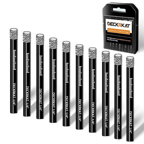 DECKRKAT 7-Piece Dry Diamond Drill Bits & Carbide Tile Drill Bit Set for Tile,Ceramic,Marble,Porcelain,Glass & Granite- 3/16", 1/4" (x2), 5/16", 3/8", 1/2" + 1/4" Masonry Bit in Kuwait