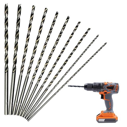 10 Piece 150mm Extra Long High-Speed Steel Twist Drill Bit Set, Straight Shank (2-5mm) for Wood, Plastic & Aluminum in Kuwait