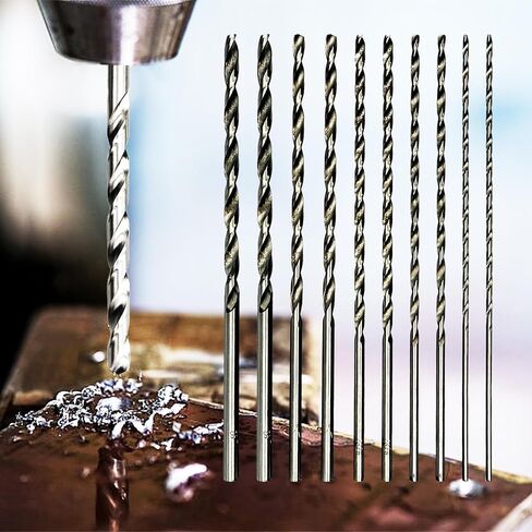10 Piece 150mm Extra Long High-Speed Steel Twist Drill Bit Set, Straight Shank (2-5mm) for Wood, Plastic & Aluminum in Kuwait