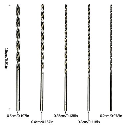 10 Piece 150mm Extra Long High-Speed Steel Twist Drill Bit Set, Straight Shank (2-5mm) for Wood, Plastic & Aluminum in Kuwait