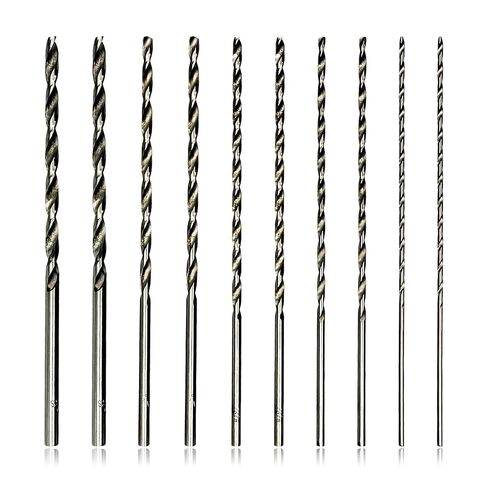 10 Piece 150mm Extra Long High-Speed Steel Twist Drill Bit Set, Straight Shank (2-5mm) for Wood, Plastic & Aluminum in Kuwait