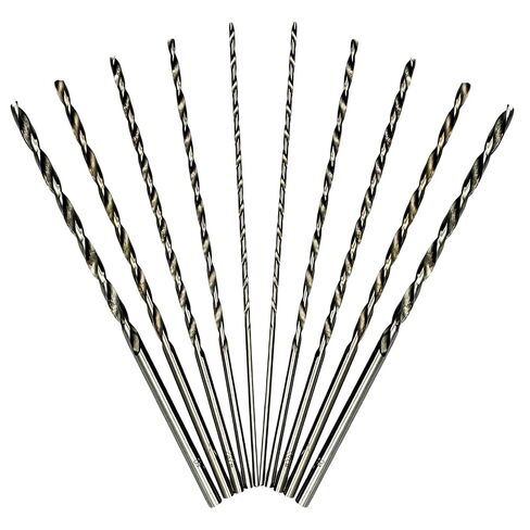 10 Piece 150mm Extra Long High-Speed Steel Twist Drill Bit Set, Straight Shank (2-5mm) for Wood, Plastic & Aluminum in Kuwait