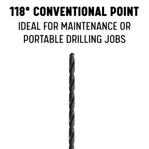 Drill America 5 Piece High-Speed Steel Extra-Long Drill Bit Set (1/4 - 1/2" x 12" Long), POU Series in Kuwait
