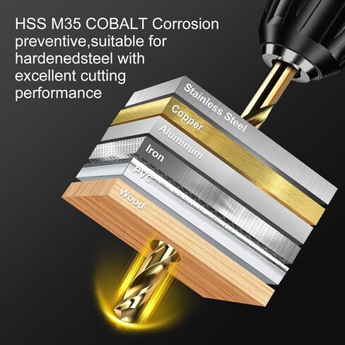 Artymaster Drill Bit Set, 10pcs (1/8") M35 HSS Twist Cobalt Drill Bits for Stainless Steel, Hardened Steel, Cast Iron, Plastic and Wood,AM07D in Kuwait