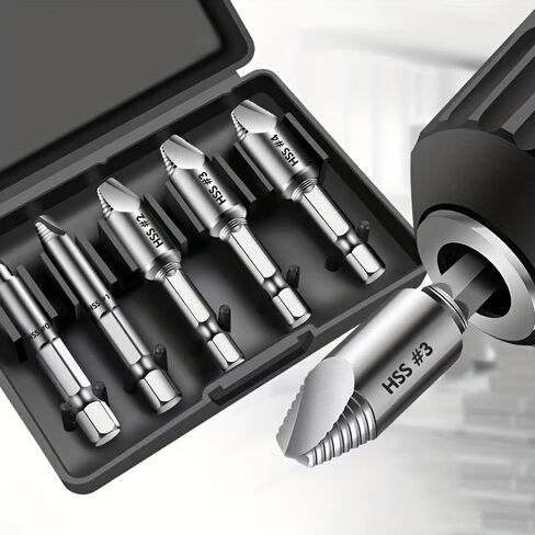 5pcs Damaged Screw Extractor Drill Bit High Speed Steel for Stripped Screws and Bolts with Storage Case in Kuwait