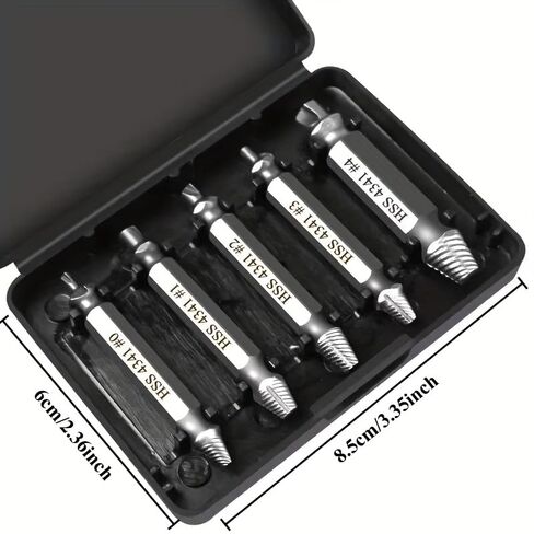 5pcs Damaged Screw Extractor Drill Bit High Speed Steel for Stripped Screws and Bolts with Storage Case in Kuwait