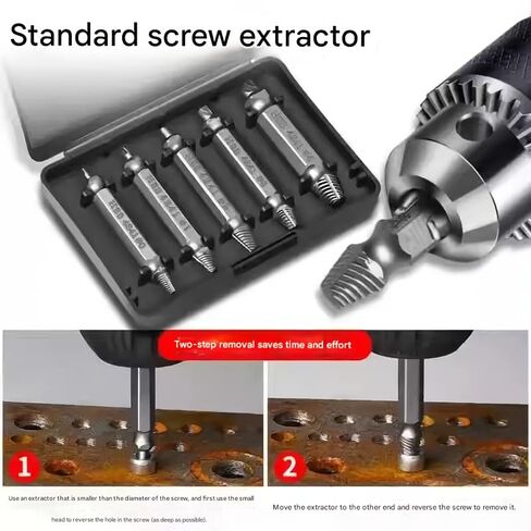 5pcs Damaged Screw Extractor Drill Bit High Speed Steel for Stripped Screws and Bolts with Storage Case in Kuwait