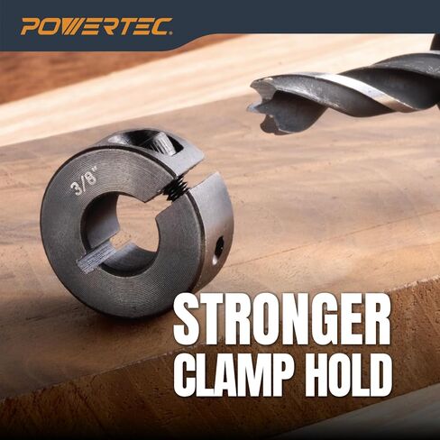 POWERTEC Drill Bit Stop Collar Set, 7 Piece Set Adjustable Drill Bit Depth Stopper with Allen Wrench, Bit Stop with Imperial System Size Markings - 1/8", 3/16", 1/4", 5/16", 3/8", 7/16", 1/2" (71491E) in Kuwait