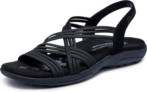 Skechers Women's Reggae Slim Simply Stretch Sandal | Skechers Memory Foam Footbed, Stretch Fit, Machine Washable, Vegan, Strappy Gore Slingback Sandal in Kuwait