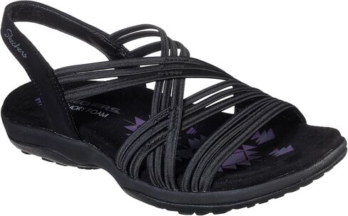 Skechers Women's Reggae Slim Simply Stretch Sandal | Skechers Memory Foam Footbed, Stretch Fit, Machine Washable, Vegan, Strappy Gore Slingback Sandal in Kuwait