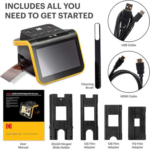 KODAK Slide N Scan Film & Slide Scanner, 22MP, 5" LCD Screen, 135/110/126mm | Converts color and B&W negatives to JPEG digital photos; saves to SD or SDHC card (not included); connects to PC, Mac, or TV in Kuwait