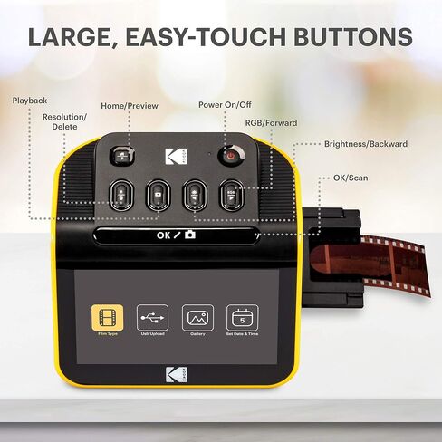 KODAK Slide N Scan Film & Slide Scanner, 22MP, 5" LCD Screen, 135/110/126mm | Converts color and B&W negatives to JPEG digital photos; saves to SD or SDHC card (not included); connects to PC, Mac, or TV in Kuwait