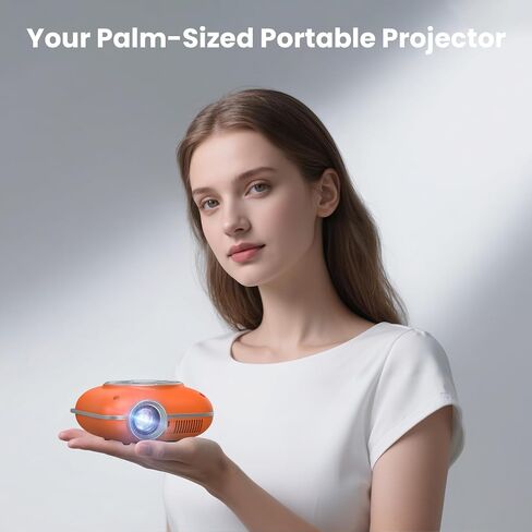 Mini Projector, 1080P Supported Portable Bluetooth projector | Mini & Portable, Built-in Bluetooth/Speaker, Home Theater, Outdoor/Indoor, HDMI/USB Compatible Phone & Laptop(Orange) in Kuwait