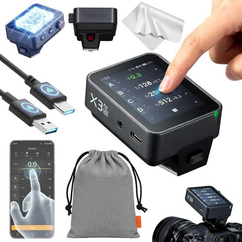 GODOX X3 PRO C X3PRO C Shutter Control Flash Trigger for Canon with Bluetooth Integration & APP Control Touch Screen 2.4GHz Wireless X System Pro Shooting Modes TTL Wireless Fast Charging | For studio/wedding/event photographer, 2.4" touchscreen, Bluetoot in Kuwait