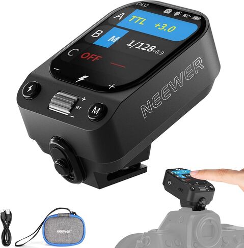 NEEWER QZ-C 2.4G TTL Wireless Flash Trigger Compatible with Canon Cameras Godox IT32 V1 V100 AD200 Pro II, OLED Touchscreen Hot Shoe Flash Transmitter with 1/8000s HSS, 1000mAh Battery/CM Switch in Saudi Arabia