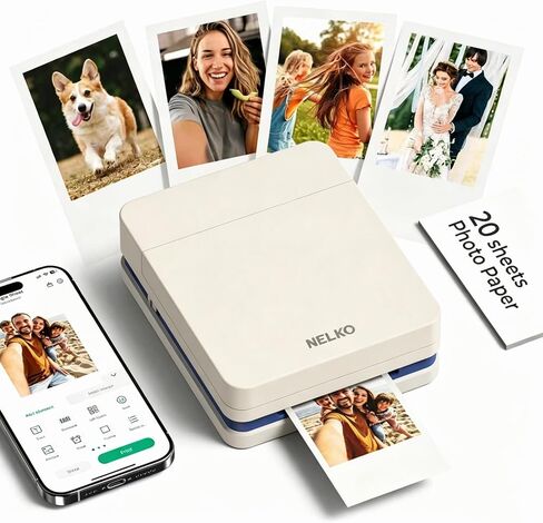 Nelko Photo Printer, 2x3 Portable Wireless Smartphone Printer, PP01 Mini Color Instant Inkjet Printer, Sticky-Back Photos, Bluetooth Compatible with iOS & Android, App Editing, Purple in Kuwait