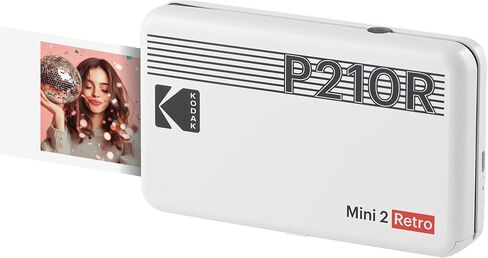 KODAK Mini 2 Retro 2x3 Portable Photo Printer, 4PASS, 38 Sheets, White | Bluetooth, iPhone & Android Smartphone Compatible, Smudge-Proof, Water-Resistant, Fade-Resistant in Kuwait