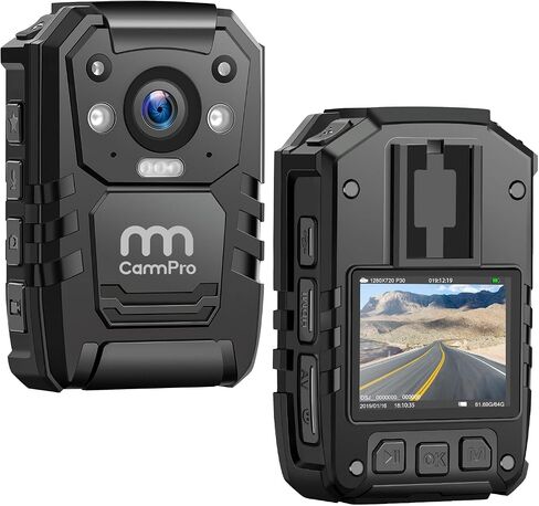 CammPro I826 1296P HD Police Body Camera,128G Memory,Waterproof Body Worn Camera,Premium Portable Body Camera with Audio Recording Wearable,Night Vision,GPS for Law Enforcement in Kuwait