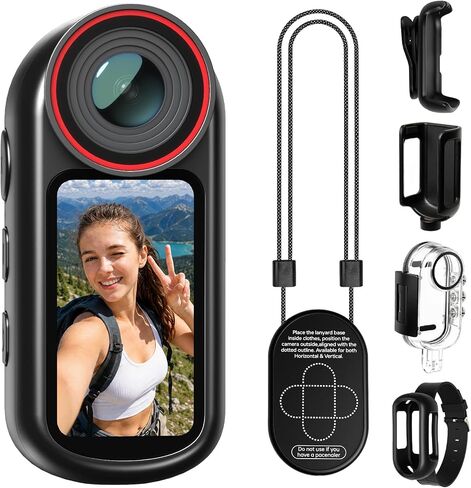 4K Mini Body Camera with Audio & Video Recording, 1.5" Screen, POV Body Cam with EIS, WiFi Action Camera, Wearable Magnetic Thumb Cam for Helmet, Chest & Pet, for Vlogging & Motorcycle-Black in Kuwait