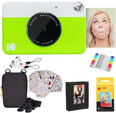 Kodak x Barbie Printomatic Full-Color Instant Print Digital Camera Barbie Gift Bundle (Signature Style)+ Barbie Case, Photo Album, Sticker & Hanging Frames, 50 Stickers + Zink Paper (20 Sheets) in Kuwait