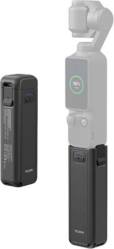 TELESIN Battery Handle for DJI Osmo Pocket 4P 4 3 Xtra Muse 5000mAh Extended Battery Grip Adds 1.3X Runtime Supports Charging While Shooting Compact Tripod Mount for Travel and Vlogging in Kuwait