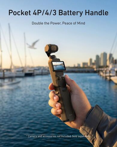 TELESIN Battery Handle for DJI Osmo Pocket 4P 4 3 Xtra Muse 5000mAh Extended Battery Grip Adds 1.3X Runtime Supports Charging While Shooting Compact Tripod Mount for Travel and Vlogging in Saudi Arabia