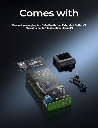 Re-Fuel 9 Hour Action Pack Extended Battery for GoPro Hero 13 12 11 10 9 Black, Waterproof 33ft Dustproof Rechargeable Power Bank (6 Hours 4K Recording) Pass Through Power, All Weather Backup Battery in Kuwait