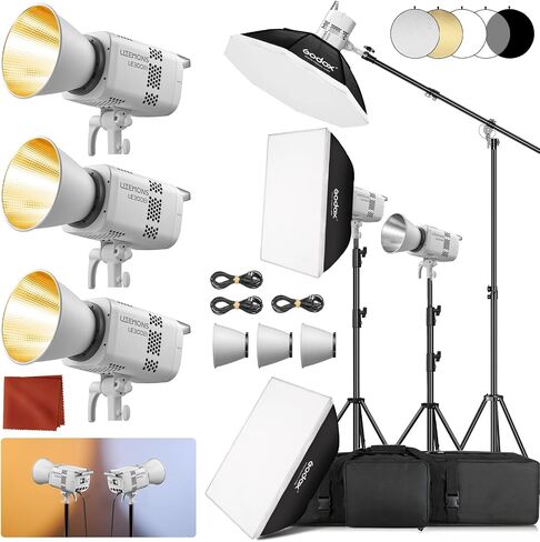 Godox Litemons LE300Bi COB Led Video Light, Godox Bowens Mount 315W Bi-Color Continuous Output Light with DMX/Bluetooth APP Control, NFC Connection, 2800K~6500K, 58900Lux@1m, CRI/TLCI98, 11 Fx Effects in Kuwait