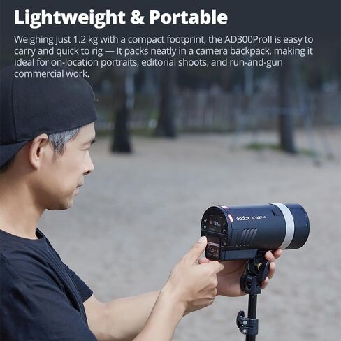 Godox AD300 Pro II AD300ProII 300Ws Outdoor Flash | 12W 2800K-6000K Bi-Color LED, 2.4G X Wireless, TTL 1/8000s HSS, 0.01s-1.5s Recycle, 1/1~1/512 Power Steps in Kuwait
