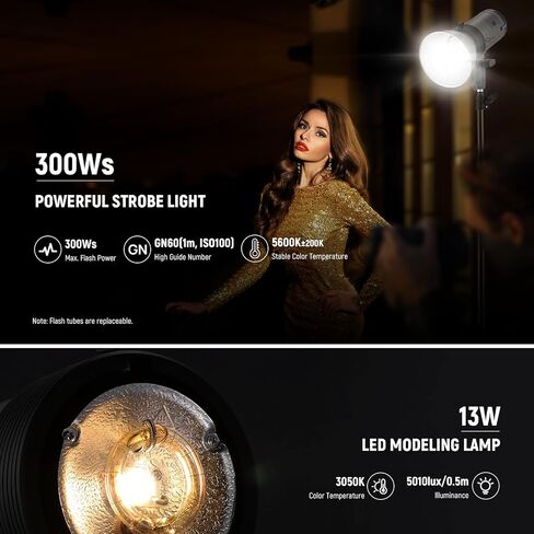 NEEWER Q300 300Ws 2.4G Outdoor Studio Flash with Q Compact Wireless Trigger, 7800mAh Li ion Battery Powered Strobe Light Photography Cordless Monolight with 1000 Full Power Flash 0.4-2.5s Recycle in Saudi Arabia