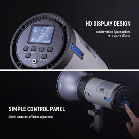 NEEWER Q300 300Ws 2.4G Outdoor Studio Flash with Q Compact Wireless Trigger, 7800mAh Li ion Battery Powered Strobe Light Photography Cordless Monolight with 1000 Full Power Flash 0.4-2.5s Recycle in Saudi Arabia