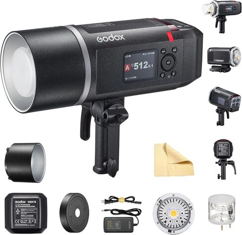 Godox AD600BMII AD600 bm(2025) Bowens Mount 600Ws Led Video Light High Speed Sync Outdoor Studio Flash Strobe with 2.4G Wireless X System,8940mAh Battery to Provide 500 Full Power Flashes in Kuwait