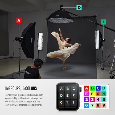 Godox AD600BMII AD600 bm(2025) Bowens Mount 600Ws Led Video Light High Speed Sync Outdoor Studio Flash Strobe with 2.4G Wireless X System,8940mAh Battery to Provide 500 Full Power Flashes in Kuwait