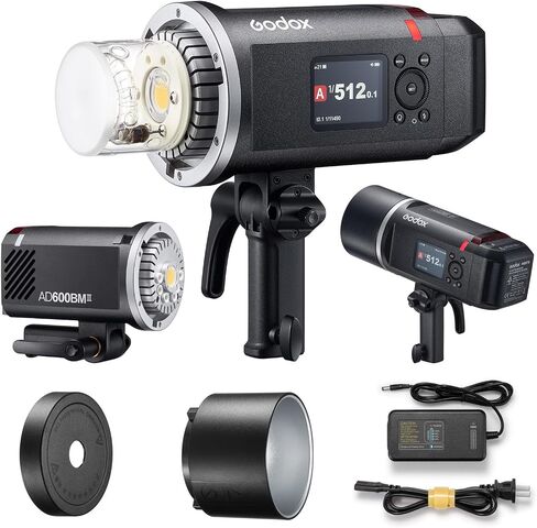 Godox AD600BM II 600Ws Outdoor Flash, Bowens Mount Monolight, GN87 1/8000 HSS, 500 Full Power Flashes, 0.01s ～ 1.9s Recycle Time with 40W Modeling Lamp for DSLR Cameras (Godox AD600BM Upgraded) in Kuwait