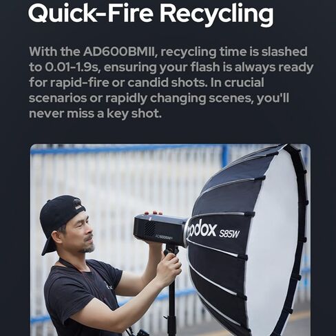 Godox AD600BM II 600Ws Outdoor Flash, Bowens Mount Monolight, GN87 1/8000 HSS, 500 Full Power Flashes, 0.01s ～ 1.9s Recycle Time with 40W Modeling Lamp for DSLR Cameras (Godox AD600BM Upgraded) in Kuwait
