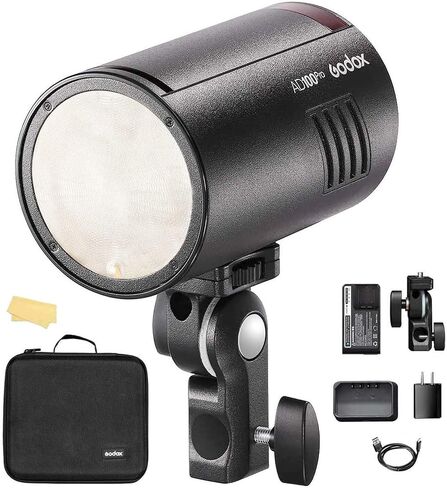 Godox AD100pro Strobe Flash Portable 2600mAh 100Ws AD100 Pro Outdoor Flash | TTL/M/Multi Functions 2.4G Wilreless X System 5800K±200K 1/8000 HSS 0.01-1.5s Recycling 360 Full Power in Kuwait