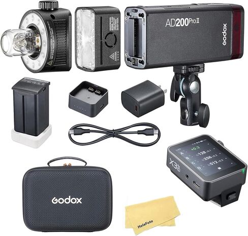 Godox AD200 Pro II Pocket Flash with X3ProN Flash Trigger for Nikon Cameras | 2.4G TTL HSS 1/8000 Seconds,500 Full Power Flashes,0.01-1.8s Recycling,Bi-Color Modeling Lamp(Godox AD200ProII+X3ProN) in Kuwait