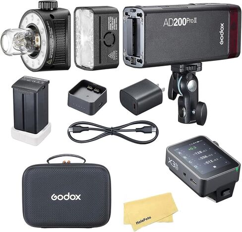 Godox AD200 Pro II Pocket Flash with X3ProN Flash Trigger for Nikon Cameras | 2.4G TTL HSS 1/8000 Seconds,500 Full Power Flashes,0.01-1.8s Recycling,Bi-Color Modeling Lamp(Godox AD200ProII+X3ProN) in Kuwait