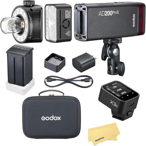 Godox AD200 Pro II Pocket Flash with X3ProN Flash Trigger for Nikon Cameras | 2.4G TTL HSS 1/8000 Seconds,500 Full Power Flashes,0.01-1.8s Recycling,Bi-Color Modeling Lamp(Godox AD200ProII+X3ProN) in Kuwait