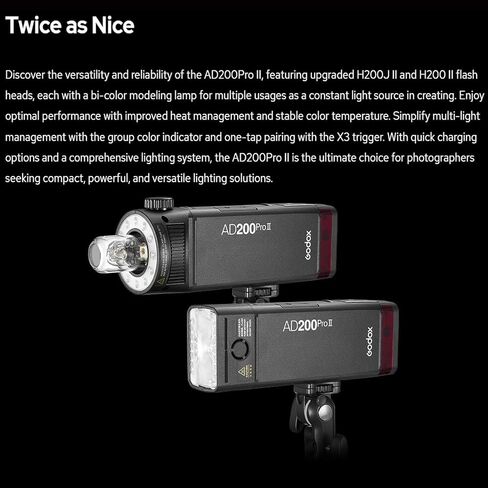 Godox AD200 Pro II Pocket Flash with X3ProN Flash Trigger for Nikon Cameras | 2.4G TTL HSS 1/8000 Seconds,500 Full Power Flashes,0.01-1.8s Recycling,Bi-Color Modeling Lamp(Godox AD200ProII+X3ProN) in Kuwait