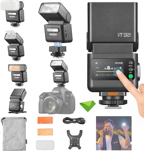 Godox IT32 TTL Flash+X5L for Lecia Cameras, Tochscreen Speedlight, 2.4G Wireless, HSS, GN18, Recycle Time 1.5s, LED Modeling Lamp, Magnetic Interface, on/Off Camera Flash for Leica SL1, SL2, M10, Q2 in Kuwait
