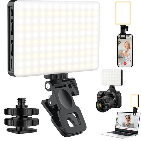 120 LED Selfie Light for iPhone, Portable Phone Light with Clip & Camera Tripod Adapter - 5000mAh Rechargeable, 3 Lighting Modes, CRI 97+ for Video Recording, TikTok, Tripod Mount Rings in Kuwait