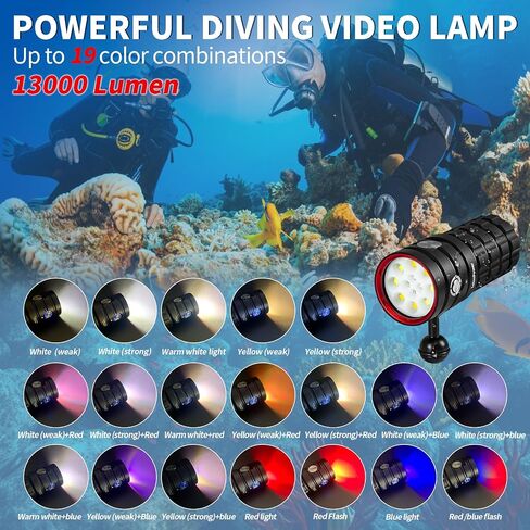 Diving Flashlight,LetonPower TS Pro 25000Lumens Underwater 100m Video Light, Scuba Dive Light, with Type-C Charging for Professional Outdoor Under Water Sports in Kuwait