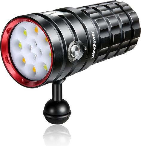 Diving Flashlight,LetonPower TS Pro 25000Lumens Underwater 100m Video Light, Scuba Dive Light, with Type-C Charging for Professional Outdoor Under Water Sports in Kuwait