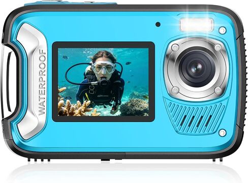 5K Waterproof Camera, 96MP 33FT Underwater Camera with Dual Screens, Autofocus Digital Camera for Snorkeling, Scuba Diving, Surfing & Travel in Kuwait