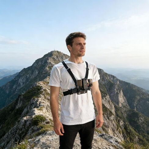 Adjustable Mobile Phone Chest Strap Harness Mount, Cell Phone Chest Strap Clip Holder for iPhone, GoPro Hero, AKASO, DJI Osmo Action Cameras in Kuwait